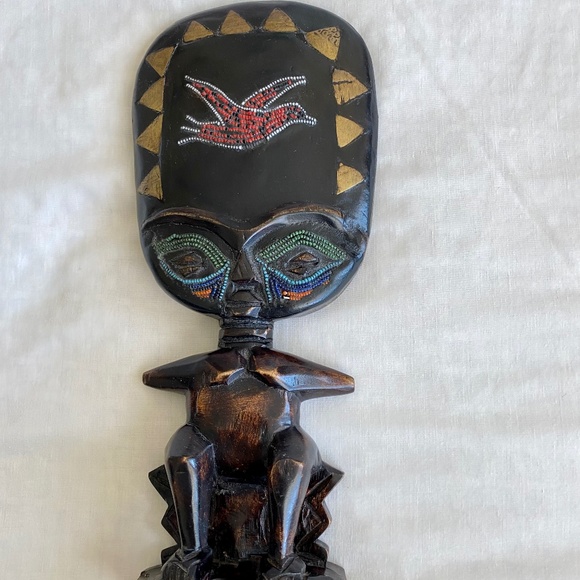 African Wooden Beaded Ashanti Fertility Doll from Ghana - Picture 3 of 3